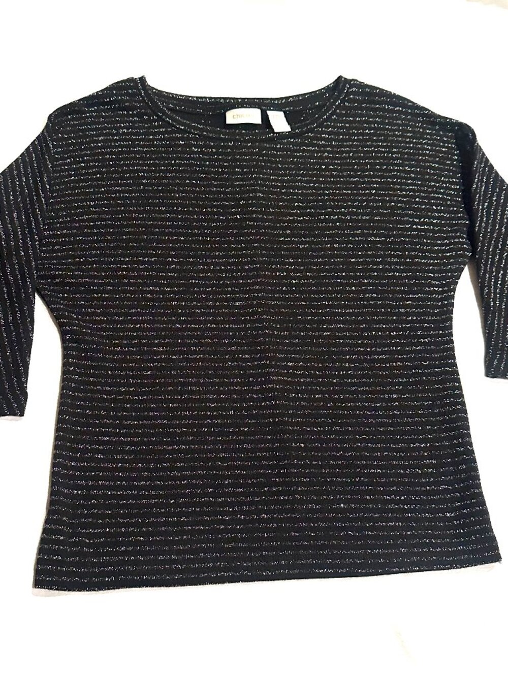 Chico's Stretch Black/Shimmer Top, S